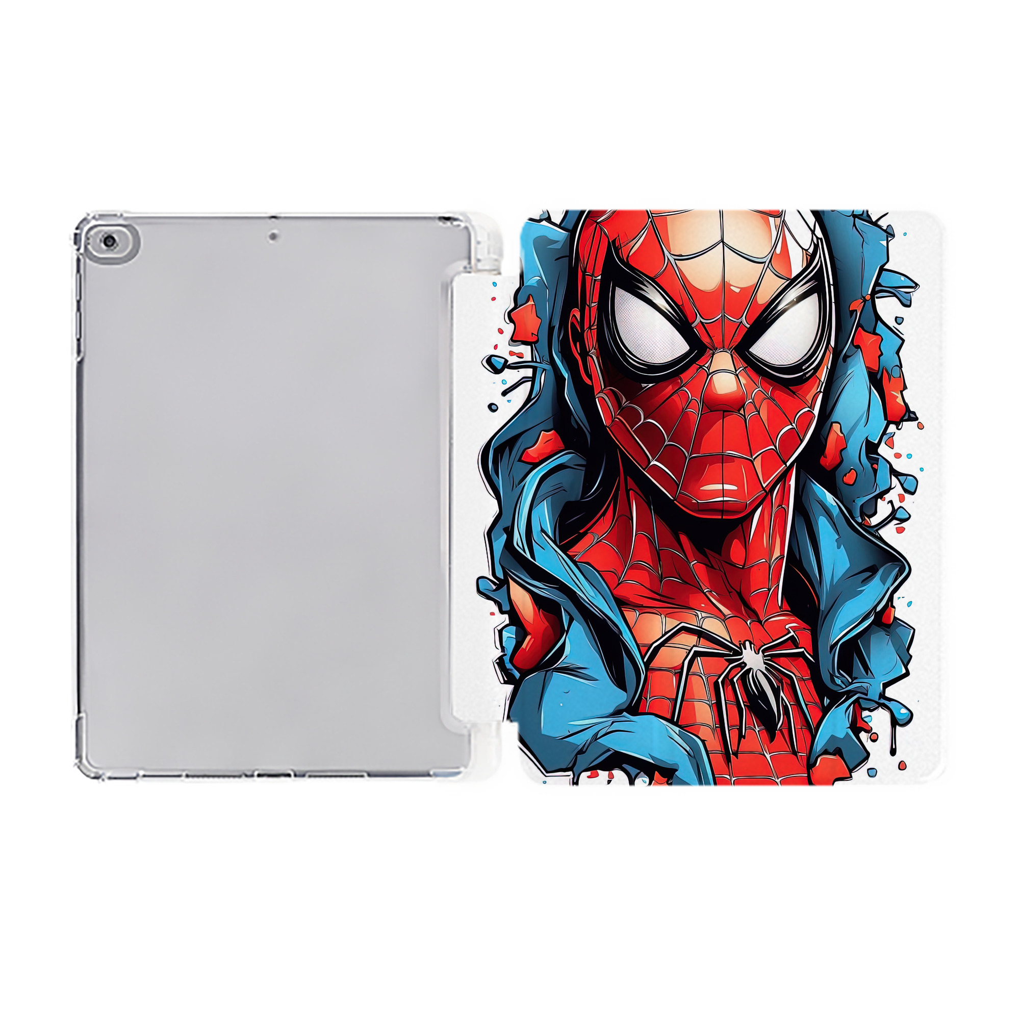 （画像用） Spider Man スパイダーマン IPad ケース ペン収納付き 三つ折りスタンド PUレザー×シリコン 対応機種9.5/10.5/10.9インチ